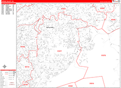 Spring Valley Wall Map Zip Code Red Line Style 2026